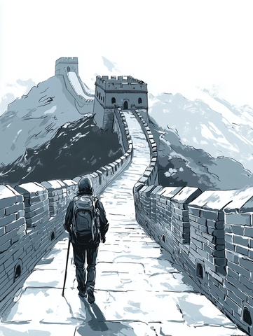徒步长城的旅人