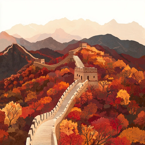 秋日长城画卷