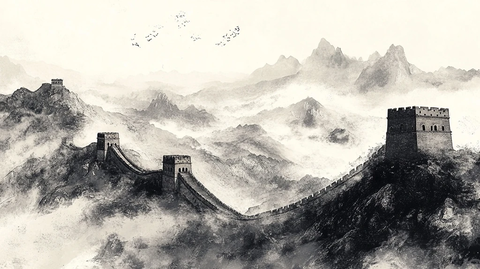 水墨长城意境