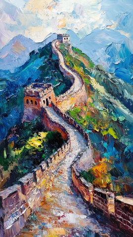 油画长城