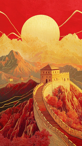 红日照耀长城图