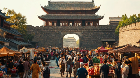 古城集市的繁华