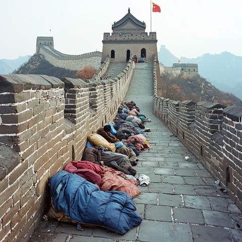 长城上的休憩者