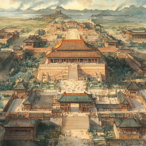 宏伟宫殿的俯瞰