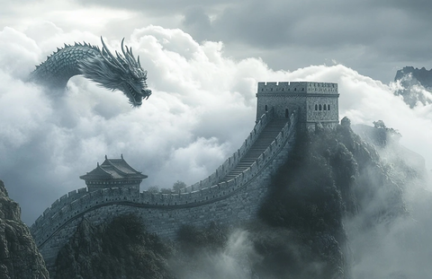 云海蛟龙长城图