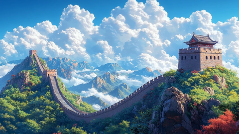 晴空峻岭长城景