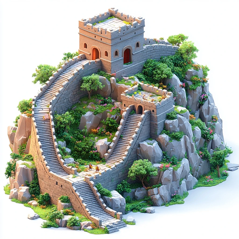 立体山水长城微缩