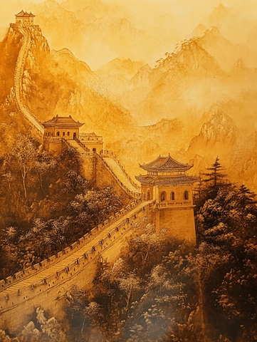 金辉映照长城景