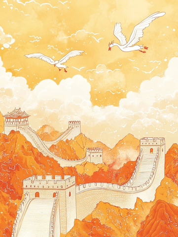 金云白鹳长城图