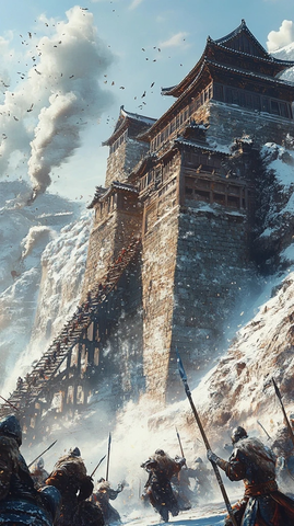 雪中鏖战长城图