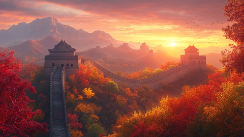 夕照长城秋韵浓