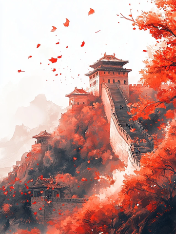 红叶漫舞长城景