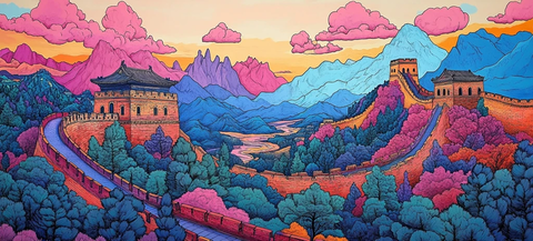 多彩山峦中的长城