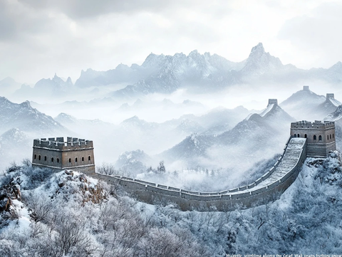 雪覆山峦长城景