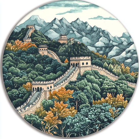 圆形画幅中的长城