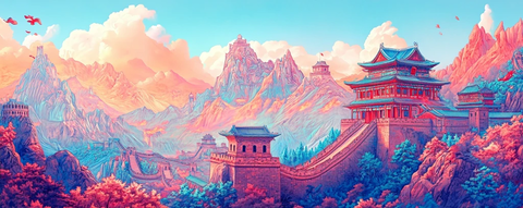 多彩奇幻长城图