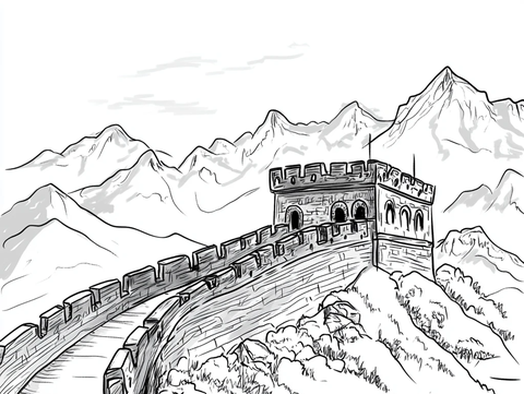 长城黑白绘