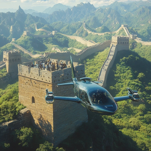 eVTOL飞机长城悬停
