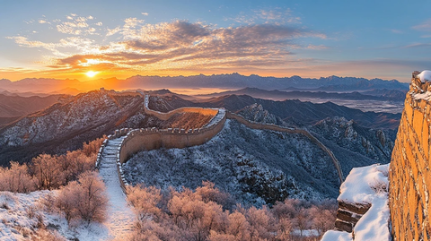 长城俯瞰蓝天白云