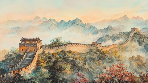 长城日出近远景