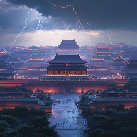 紫禁城雷电交加