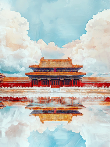 古代建筑云景图