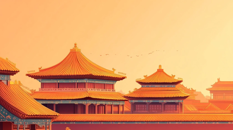 北京故宫与景山俯瞰图