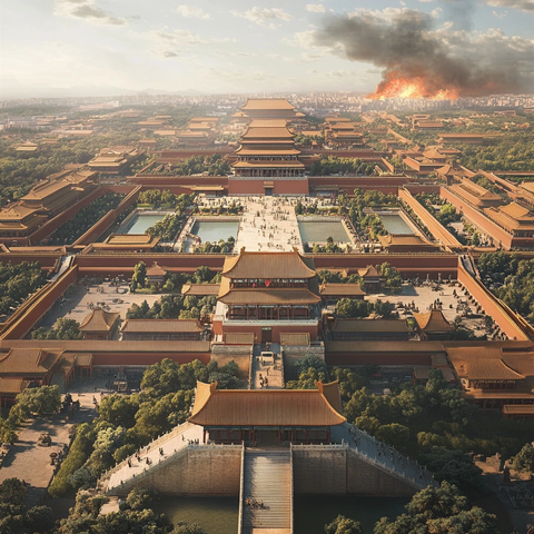 宫殿建筑群与蜿蜒走廊