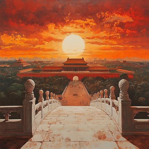 紫禁城白玉栏杆远眺