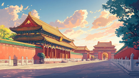 沈阳故宫手绘建筑图