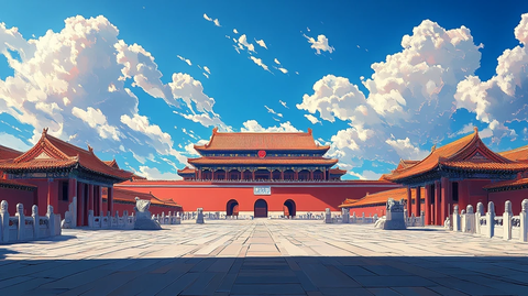 紫禁城入口对称建筑