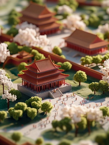 北京紫禁城春日微缩景观