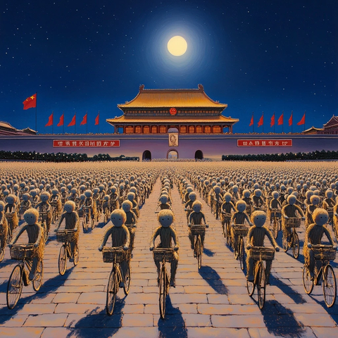 月夜下的天安门