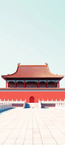 红墙白瓦主殿正面