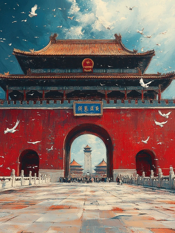 天安门广场与和平鸽