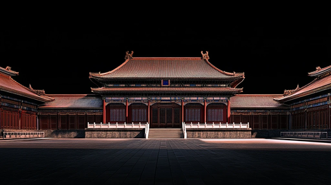黑色背景下的紫禁城剪影