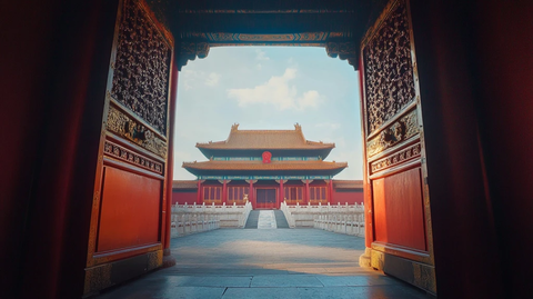 故宫大门敞开见宫殿