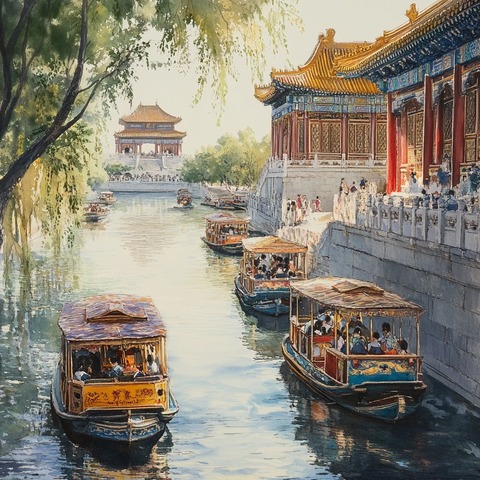 阳光照耀宫墙琉璃