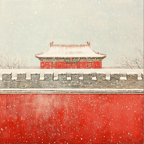 雪中故宫墙
