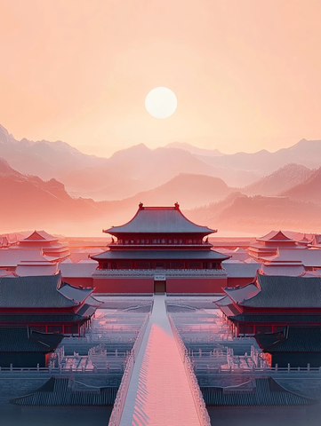 传统宫殿群与明月