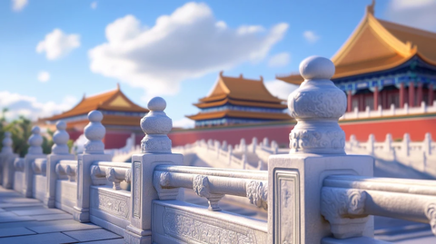 中央轴线上的宫殿与蓝天