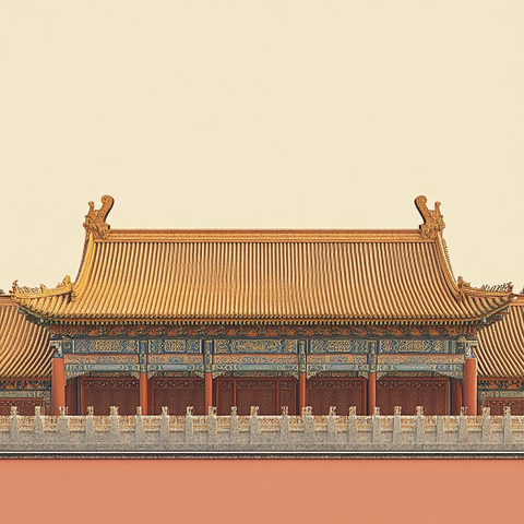 中国古代宫殿墙顶视图