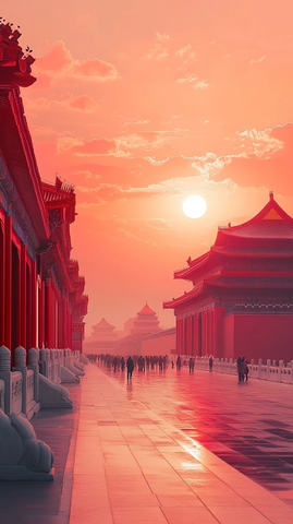 天安门与故宫城市天际线