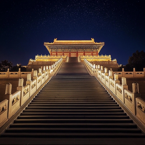 古代宫殿夜景