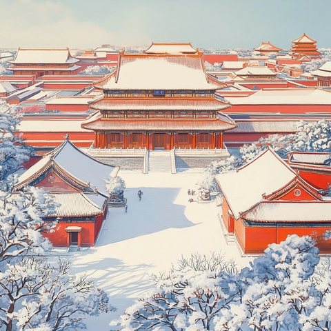 白雪覆盖的故宫