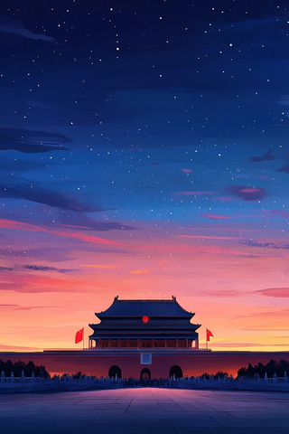 国庆75周年天安门夜空