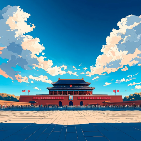 天安门广场抽象插画