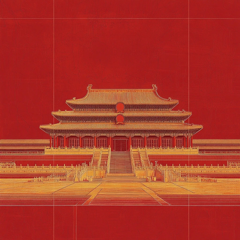 金山天安门线描