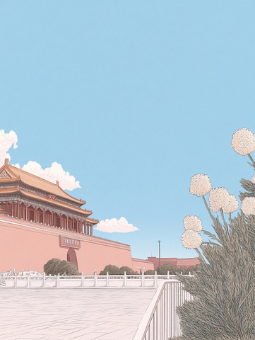 天安门手绘插画