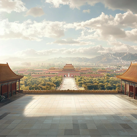 天安门与长城远景